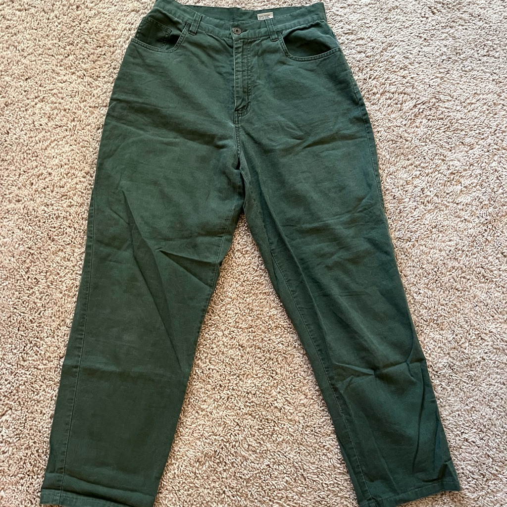 Green High Waisted Linen Pants Bill Blass Brand Size 8
